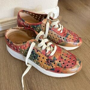 Patricia Nash Multicolor Floral Perforated Lace-Up Sneakers